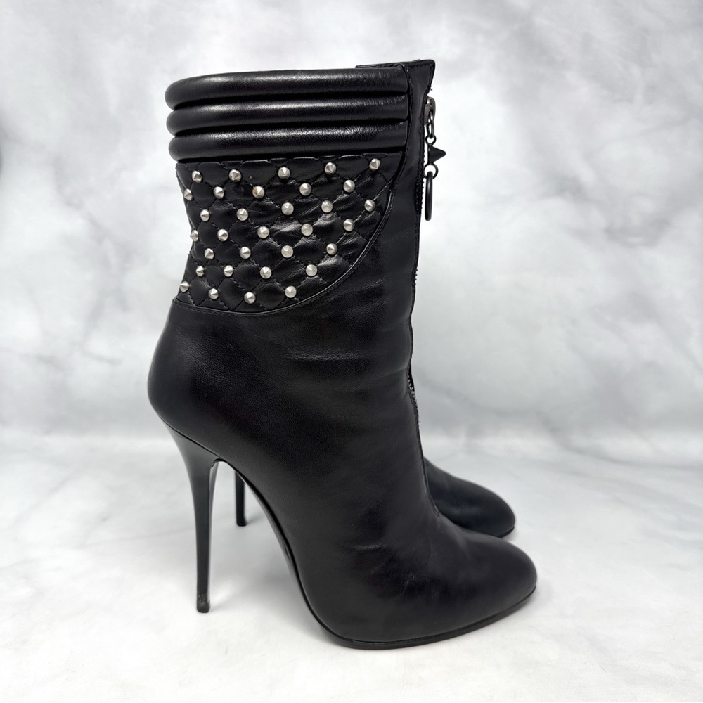 Giuseppe Zanotti Black Leather Studded Quilted Ankle Boots - Picture 3 of 14
